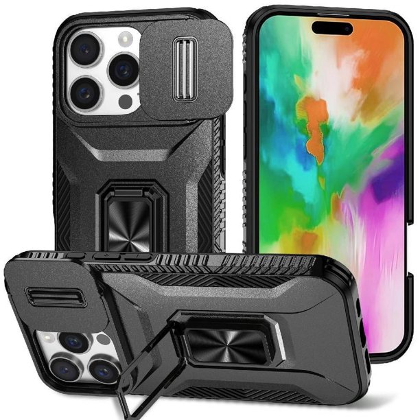 Funda para GANGXUN iPhone 16 Pro Max - Soporte metálico, Función magnética, Negro