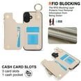 thumbnail image 3 of ELEHOLD Case for iPhone 16, Magnetic Closure Kickstand Zipper Wallet Case with 3 Card Slots & Ring Holder,Shockproof RFID Blocking Phone Case,White, 3 of 8
