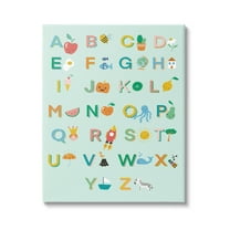 Stupell Industries Alphabet Chart on Mint Green Typography Painting Gallery Wrapped Canvas Art Print Wall Art, 36 x 48