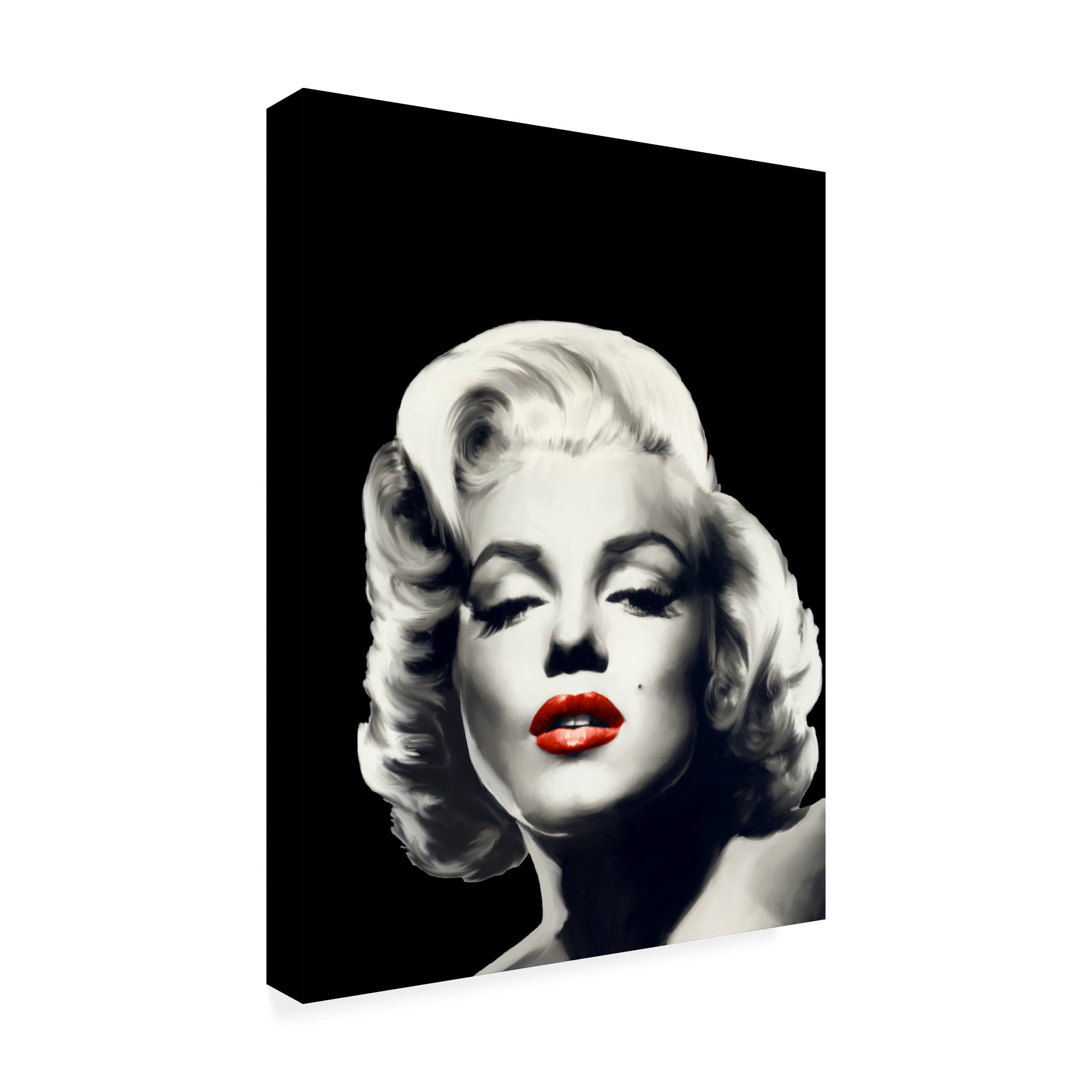 Trademark Fine Art 'Red Lips Marilyn In Black' Canvas Art by Chris Consani