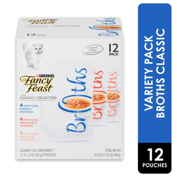 (12 Pack) Fancy Feast Wet Cat Food Complement Variety Pack, Broths