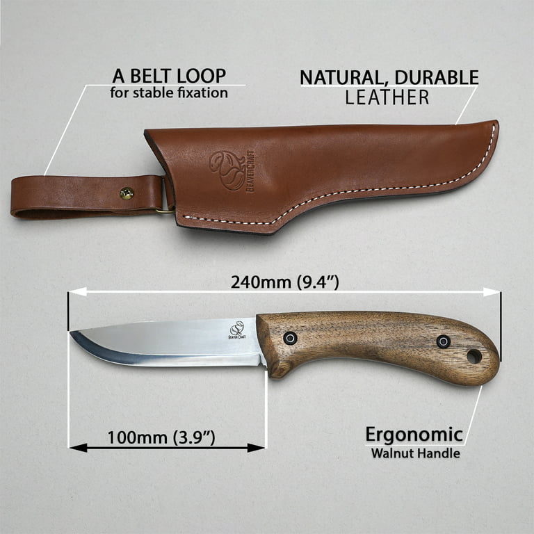 Beavercraft - Nightfall Fixed Blade Bushcraft Knife for Hunting and Fishing  - 9-5/8 - Unfinished Kit