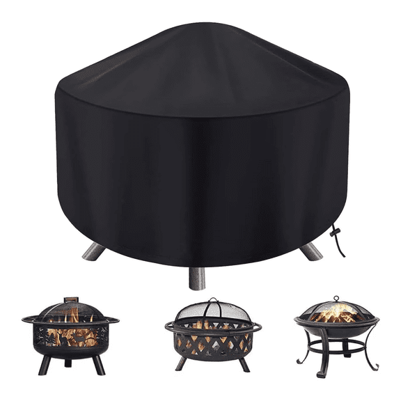 Round Fire Pit Cover for 22-34 inch Firepit, Heavy Duty Outdoor Patio Fireplace Covers - Waterproof Dustproof Anti UV and Tear Resistant