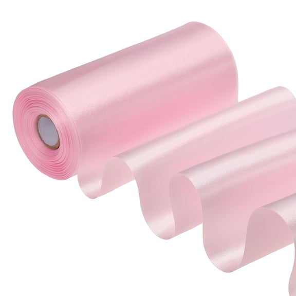 Uxcell 6 Inches x 22 Yards Satin Ribbon Roll, Gift Wrapping Ribbon for Wedding Party Decoration, Pink