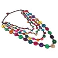 thumbnail image 1 of Retro Style Coconut Shell Necklace Multi Color Beaded Necklace for Decoration 3Pcs, 1 of 5