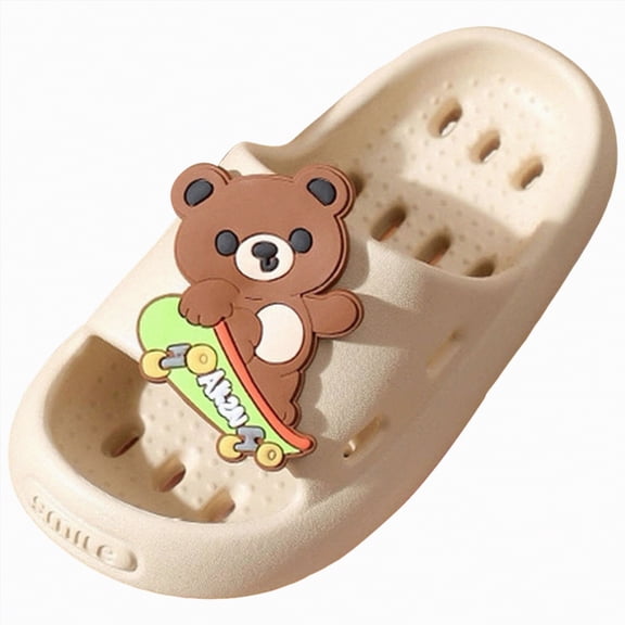 kpoplk Girls Slippers Summer Flip Flops Cushion Thick Sole Large Bow Cute Platform Cloud Slides Home Sandals(Khaki,13)