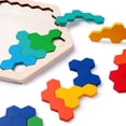 thumbnail image 3 of Wooden Puzzle Wooden Hexagon Puzzle For Kids, Shape Block Tangram Brain Teaser Toy Geometry Logic IQ Game Montessori Developmental Educational Gift All Ages 14 Piece, 3 of 6