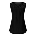 thumbnail image 5 of cocolona Summer Tank Tops for Women Fashion Solid Color Lace Shirts Crew Neck Front Pleated Loose T-shirt Blouse L, 5 of 6