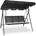 thumbnail image 1 of Balançoire de Patio pour 3 Personnes, Cadre en Acier avec Auvent Réglable en Polyester, Banc à Bascule Résistant à Toutes les Intempéries, Convient au Patio, au Jardin, au Bord de la Piscine, au Balcon (Noir), 1 of 9
