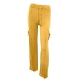 thumbnail image 4 of QJUHUNG Women‘s High Waist Casual Workout Wide Leg Cargo Pants with Pockets Button  Stretch Leggings Gym Sweatpants, 4 of 5