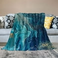 thumbnail image 2 of Creowell  Marble Throw Blanket Throw,Teal Blue Marble Blanket Lightweight,Teal Gold Liquid Printed Flannel Blanket Living Room Decor,Turquoise Blanket All Season 60x80in, 2 of 6