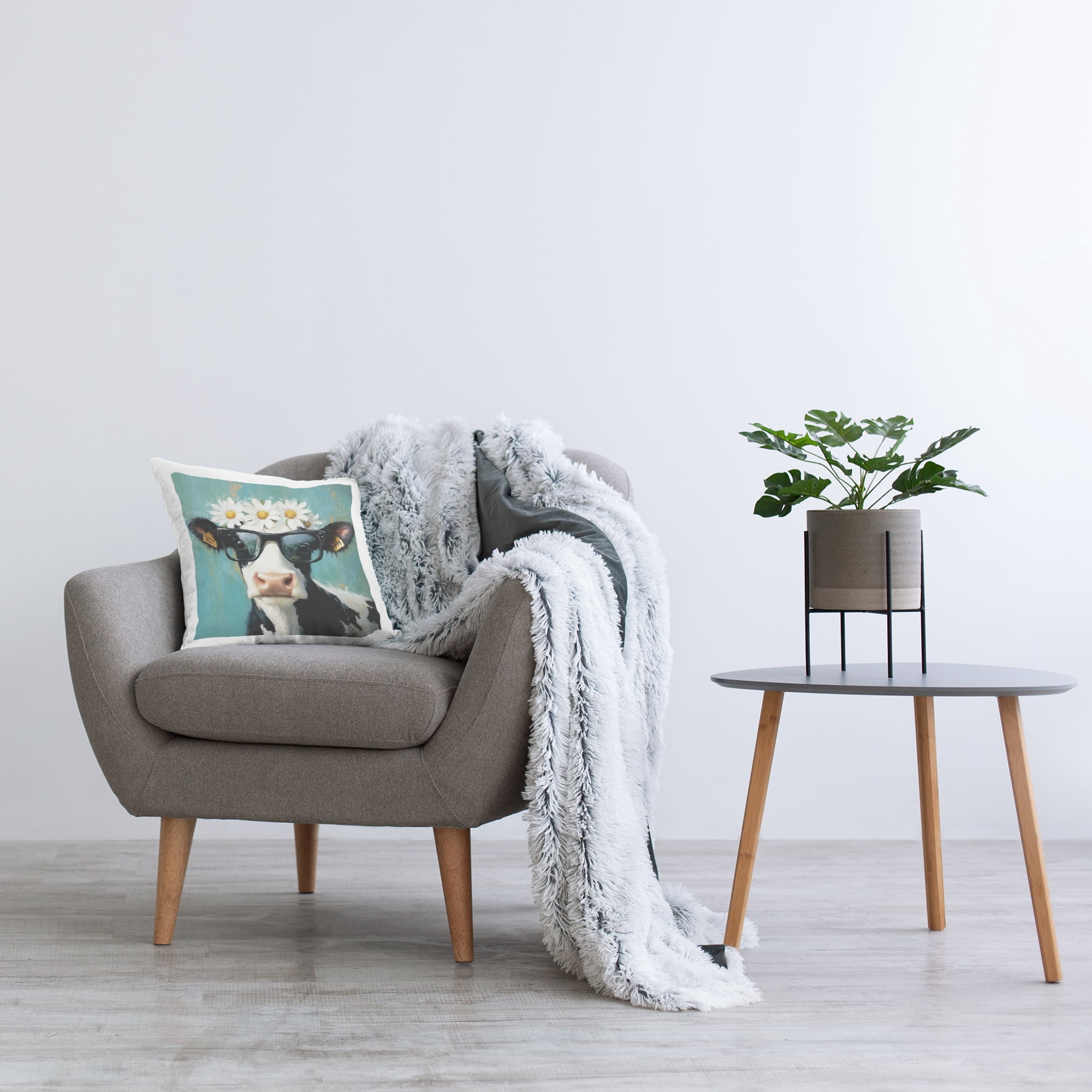 Stupell Industries Nerdy Nessie Cow Decorative Printed Throw Pillow, design by Tina LeCour