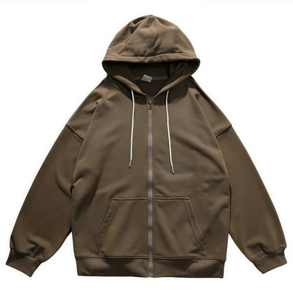 Women Solid Colour hoodie Men Oversized Zip Up Sweatshirts Long Sleeve Hooded Jackets