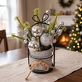 thumbnail image 5 of Christmas decoration-Christmas wrought iron galvanized barrel desktop potted ornaments simulation pine berries holiday decoration desktop Christmas tree, 5 of 6