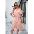 thumbnail image 1 of HH 2023 Summer Women's Satin V-neck Fitted Waist Flare-Sleeve Comfortable Sexy Dress New, 1 of 1