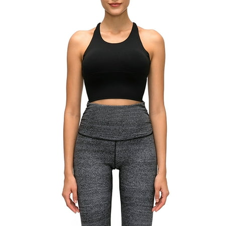 

Women Yoga Sports Crop Top Solid Color Slim Fit Backless Bra White Size 8