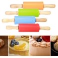 thumbnail image 2 of Nuevo producto, juego de 4 mini rodillos de silicona para repostería, rodillo de repostería para niños con mango de madera, 2 of 4