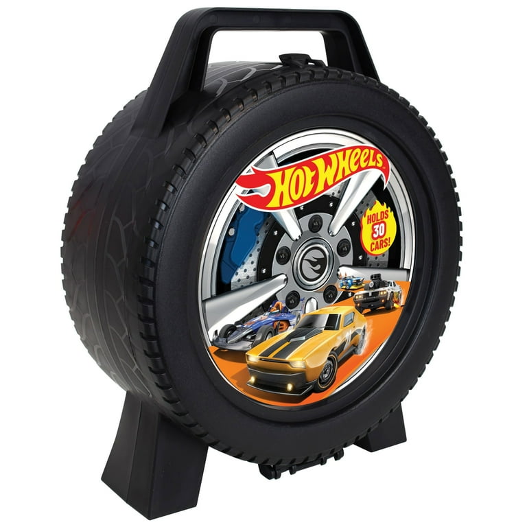 Mattel Hot Wheels 30 Car Case, Wheel-Shaped Organizer, Holds 1:64