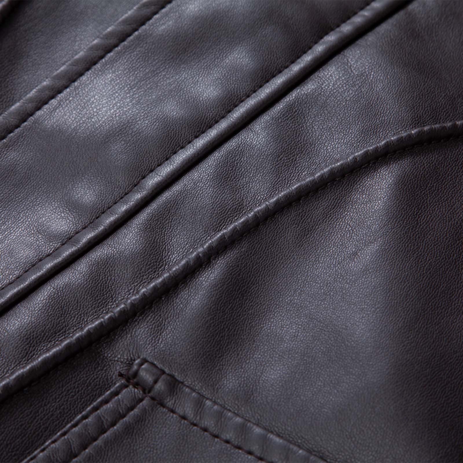 Mens Leather Jacket Full Zip Motorcycle Jackets Long Sleeve Retro Bomber Jackets Waterproof Lapel Collar Windbreak Coat Padded Waterproof Baseball Coat Fall Winter Warm Outwears