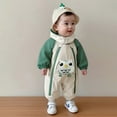 thumbnail image 3 of Fesfesfes Baby Boys Girls Winter Warm Thick Hooded Romper Jumpsuit Zipper Long Sleeve 1 Piece Padded Toddler Snowsuit Outfit 0 to 24 Months(Green#1,0-3 Months), 3 of 9