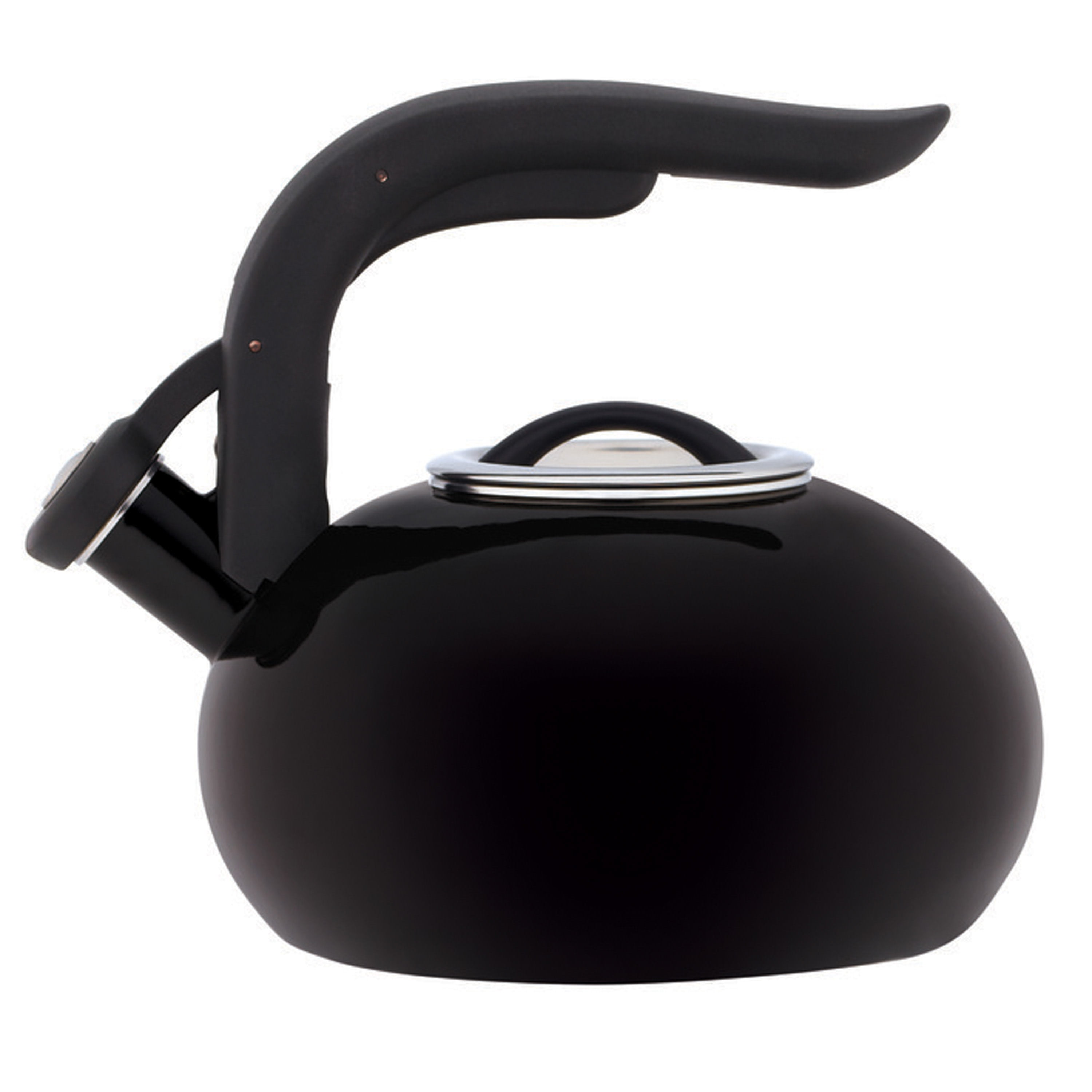 KitchenAid Black Enamel C-Handle 1.5 Quart Tea Kettle Steel Whistling  Teapot