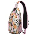 thumbnail image 1 of Vibrant Peach Print Sling Backpack, Cute Kawaii Tropical Fruit Design Crossbody Daypack, Modern Fresh Sweet Peach Pattern with Abstract Painting, Lightweight and Durable Adjustable Strap, 1 of 5