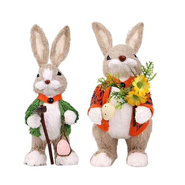 Estatuilla de conejito de Pascua Gloria 2 Unids Decoración Figuras Duraderas Regalo Mesa