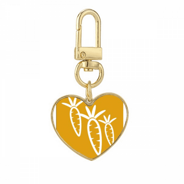 Vegetable Expression Happy Carrot Body Gold Heart Keychain Metal Keyring Holder