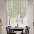 thumbnail image 3 of Sage Green Spring Leaves Balloon Curtains 63 Inch Length for Living Room/Bedroom, Pastoral Botanical Striped Flowers Rod Pocket Privacy Door Curtains Decorative Tie Up Shade for Window 52"x63", 3 of 8