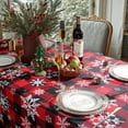 thumbnail image 5 of Christmas Tablecloth Rectangle, Plaid Table Cloth with Snowflake Decorations, Heavy Weight & Spillproof Table Cover for Dining, Party & Holidays (Snow Patterns,Square), 5 of 6
