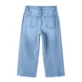 thumbnail image 6 of QIUOMBBP Woman Front Seam Capri Jeans Wide Leg Pleated Cropped Denim Pants with Pockets Loose Trendy Cropped Pant Light Blue S, 6 of 10