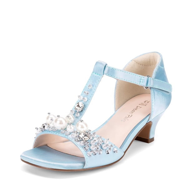 Sandalia DREAM PAIRS KKUMHS2501 para Niñas con Tira en T y Perlas Azul