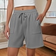 thumbnail image 2 of Yubnlvae High Waist Tie Shorts - Women's Summer Casual Drawstring Shorts with Pockets, Comfortable Loose Fit Bermuda Length (Gray 3 | L), 2 of 6