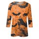 thumbnail image 4 of Camisa de cuello redondo con mangas 3/4 y temática de Halloween para mujer, con estampado de telaraña y murciélago, cómoda y elegante, 4 of 5