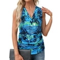 thumbnail image 4 of NFTOEIULA Women Sleeveless Hawaiian Top Floral Print V Neck Summer Tank Top Casual Boho Loose Tunic Top Blouse, 4 of 7