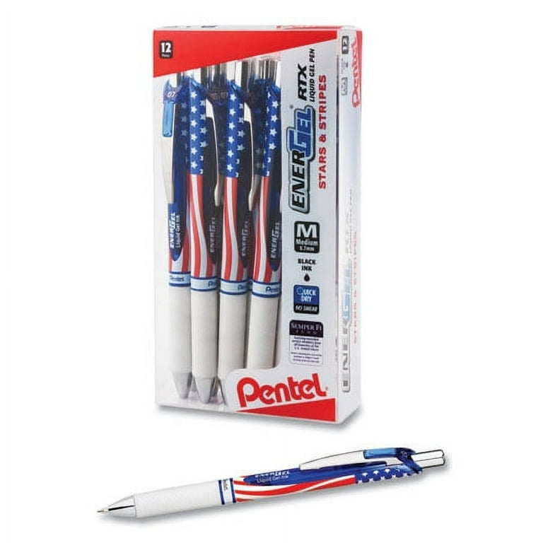 EnerGel RTX Stars and Stripes Gel Pen, Retractable, Medium 0.7 mm, Black Ink, Red/White/Blue Barrel, 3/Pack EnerGel RTX Stars and Stripes Gel Pen, Retractable, Medium 0.7 mm, Black Ink, Red/White/Blue Barrel, 3/Pack