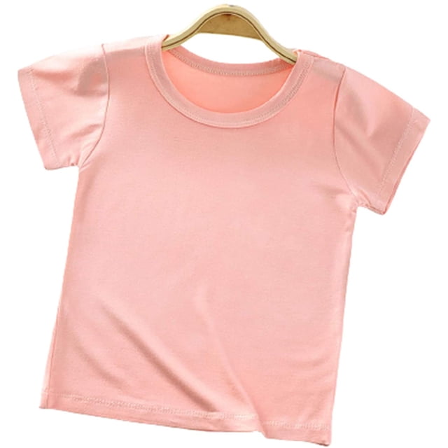 Baby Tshirt, Crew Neck Breathable Elastic Kids Unisex Short Sleeve Tops for Summer