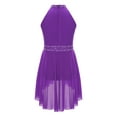 thumbnail image 4 of iEFiEL Girls Sparkly Rhinestone Ballet Lyrical Dress Irregular Hem Gymnastics Figure Skating Costume Latin Jazz Dancewear Purple 12, 4 of 7