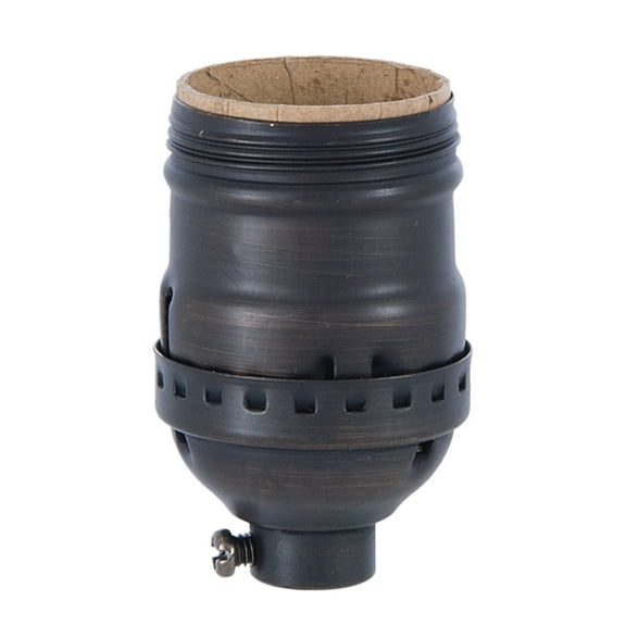 B&P Lamp® Keyless Early Electric Style Lamp Socket, Antique Bronze Finish, Keyless (No Switch), Uno Thread Shell