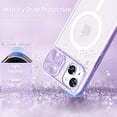 thumbnail image 6 of Clear Case Compatible with iPhone 15 MagSafe Sliding Camera Lens Cover with 1 Screen Protector, [Strong Magnets][Anti Yellow] Anti Scratch Acrylic Back Soft Frame iPhone 15 Case 6.1"(Purple), 6 of 17