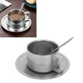thumbnail image 4 of Insulated Coffee Cup Set Double Layer 304 Stainless Steel Coffee Mug with Saucer and Scoop for Home Camping Office 200ML, 4 of 7