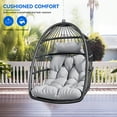 thumbnail image 3 of Dextrus Hanging Egg Chair Swing Chair Outdoor Patio Wicker Chair Swing Hammock Egg Chairs with Cushion 330lbs for Patio, Bedroom, Garden and Balcony, Dark Gray(Stand not Included), 3 of 5