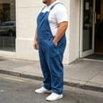 thumbnail image 5 of VBVC Men's Plus Adjustable Denim Bib Overalls with Pockets , Casual Workwear Jean Overalls For Men, Blue , L-5XL, 5 of 6