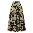 thumbnail image 4 of Prdecexlu Summer Skirts for Women 2025 Tiered Pleated Vacation Elastic High Waisted Long Skirt A-Line Loose Boho Floral Print Beach Drawstring Swing Maxi Skirt Khaki M, 4 of 7