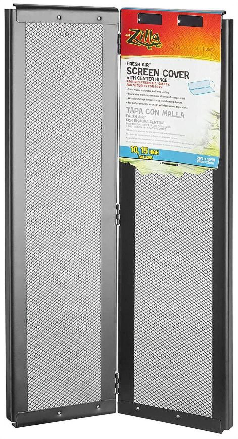 Zilla Fresh Air Screen Cover with Center Hinge 20 x 10 Inch [Reptile