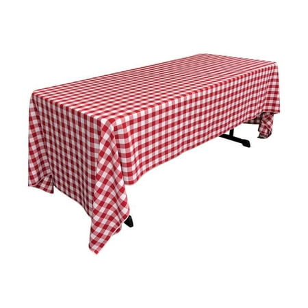 

TCcheck60x120-RedK98 Polyester Gingham Checkered Rectangular Tablecloth White & Red - 60 x 120 in.