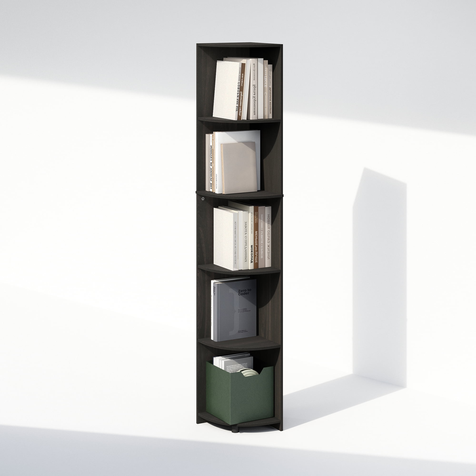 Furinno Basic 5-Tier Corner Multipurpose Standing Shelf, Espresso