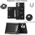 thumbnail image 5 of Compatible with iPhone 12 Pro Max Wallet Case with Crossbody Neck Strap Lanyard Purse Handbag Shoulder Strap Cover with PU Leather Credit ID Card Holder Kickstand Stand Protection Case 6.7" Black, 5 of 15