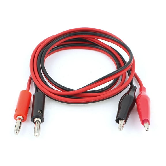 Pair Red Black Alligator Test Clip to Banana Connector Probe Cable 1M 3Ft