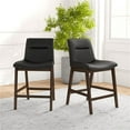 thumbnail image 2 of Ashcroft Helena Leather Upholstered Counter Stool in Black (Set of 2), 2 of 5